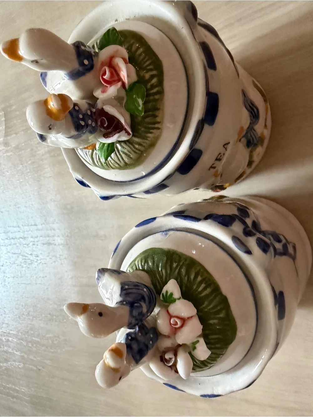 Vintage 80s Ceramic Duck Sugar / Tea Containers w/Lid Farmhouse Countrycore